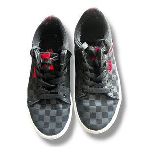 Vans Youth Sheldan Checkerboard Black and Red Sneakers  Skateboarding  Size  13